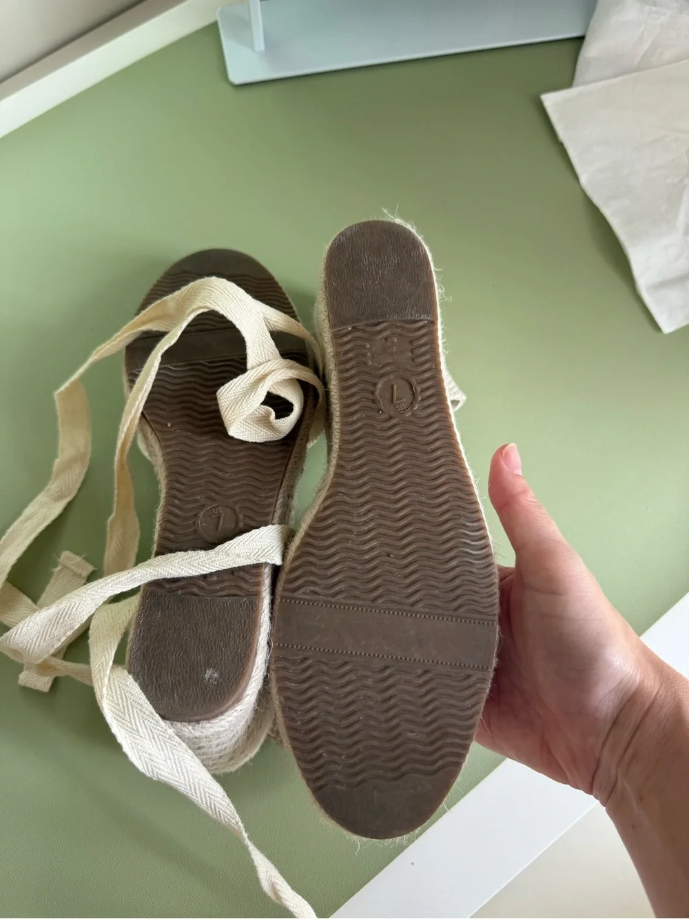 Classic Linen Espadrille Wedge Sandals - Cream